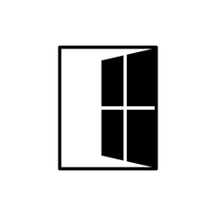 Window icon. Simple solid style. Window open, frame, square, glass, construction, room, house, home interior concept. Silhouette, glyph symbol. Vector illustration isolated.