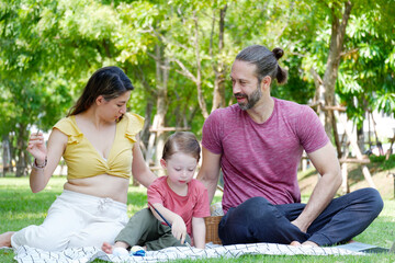 happy family Family activities on holidays.