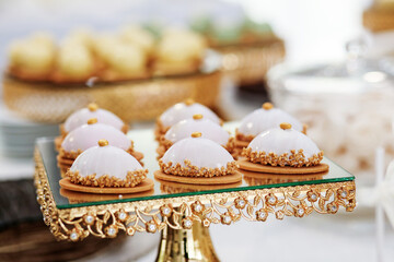 Delicious candy bar. Portion desserts at event