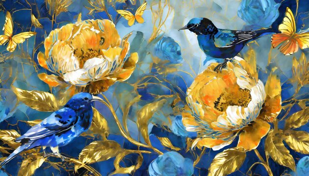 New flowers in brid  Painting illustration