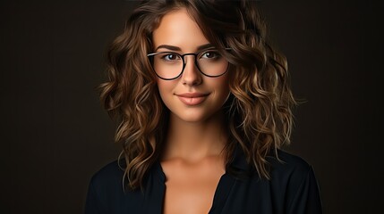 Obraz premium Portrait of a Confident and Smiling Businesswoman wearing Glasses, Successful Corporate Leader and Business Confidence Concept