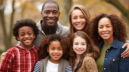 Portrait of family with multiple ethnicities