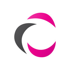 Black and Magenta Crescent Shaped Letter C Icon