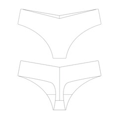 template low rise thong underwear vector illustration flat design outline clothing collection - obrazy, fototapety, plakaty