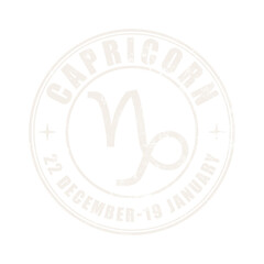 Capricorn Zodiak sign, logo, printable art for t-shirt, black destressed texture logotype for web, mobile apps and ui. Astrology, zodiak,esoteric,constellation logo for print Collection of symbols 