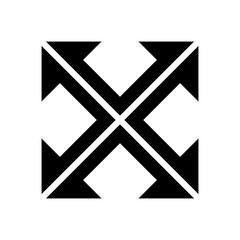 Black Arrow Square Shaped Letter X Icon