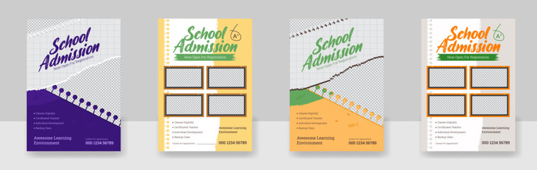 a bundle of School admission Education Flyer Template, Flyer brochure cover template for Kids back to school