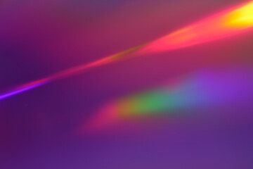 Refraction prism light rainbow holographic background effect texture. Abstract background texture for web print design. Ethereal light flare effect. Hologram reflection, crystal flare leak overlay