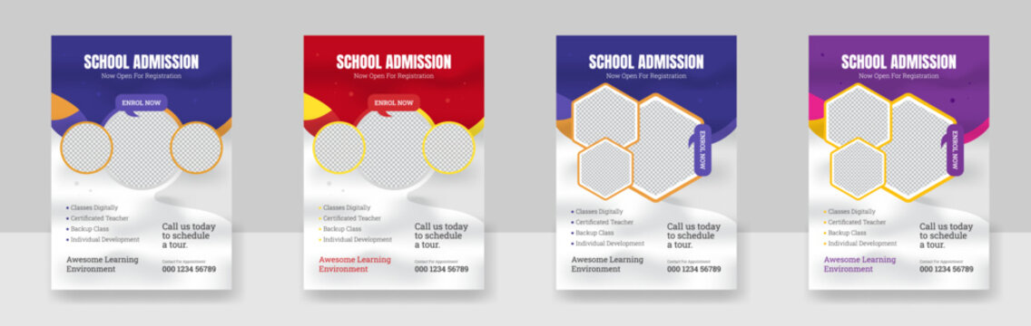 a bundle of School admission Education Flyer Template, Flyer brochure cover template for Kids back to school
