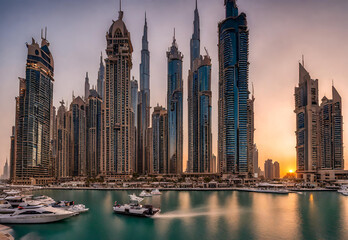 Obraz premium Sunset at Dubai Marina.