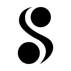 Black Letter S Icon with Spheres