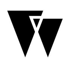 Black Letter W Icon with Triangles