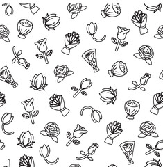 Fototapeta na wymiar Flower Pattern Vector White Background