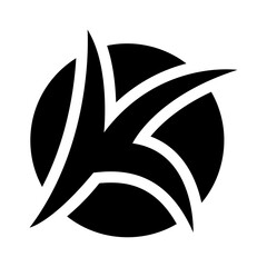 Black Round Pointy Letter K Icon