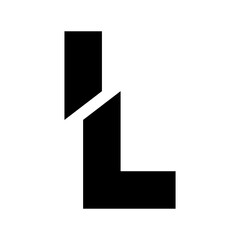 Black Split Shaped Letter L Icon