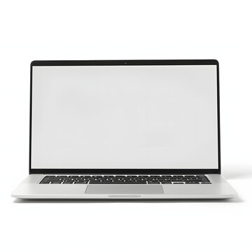 mockup image blank screen laptop with blank white background isolated on transparent or white background, png