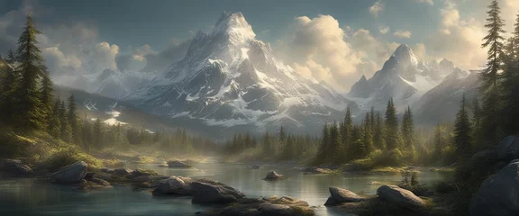 Fotobehang panorama of the mountains wallpaper © Crimz0n