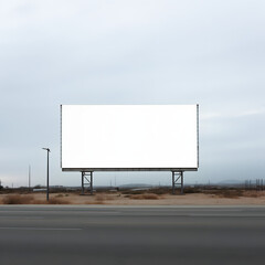 blank billboard mockup near the road isolated on transparent or white background, png