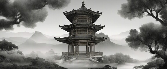 pagoda wallpaper - obrazy, fototapety, plakaty