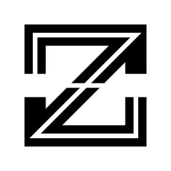 Fototapeta premium Black Striped Shaped Letter Z Icon