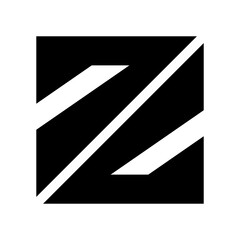 Black Triangular Square Shaped Letter Z Icon