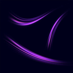 Neon speed lines. Dynamic light motion traces. Light trace wave, trace line.	