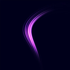 Neon speed lines. Dynamic light motion traces. Light trace wave, trace line.	