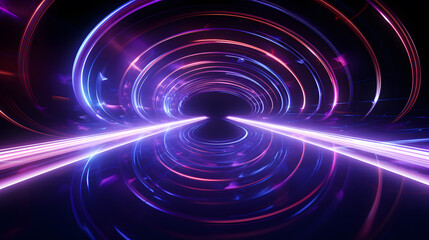 cyber neon glowing spiral lines, abstract fractal background