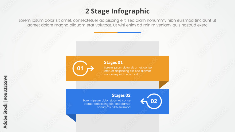 Aufkleber 2 points stage template infographic concept for slide presentation with rectangle box vertical stack