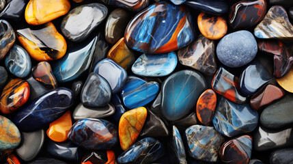 close up of colourful polished stones - obrazy, fototapety, plakaty