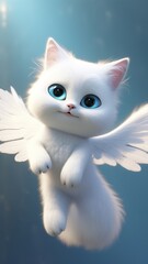 A cute white cat character named alex wearing blue Ai generated art - obrazy, fototapety, plakaty