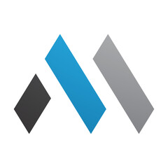 Blue and Black Letter M Icon with Rectangles