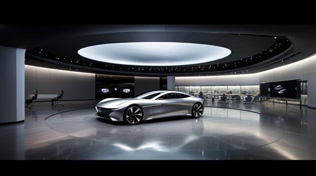 View of row new car at new car showroom