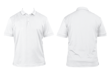 Blank shirt neck mockup template, front and back view, isolated white, plain t-shirt. Mockup.Printable polo shirt design presentation, clipping path.