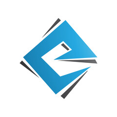 Blue and Black Square Diamond Letter E Icon
