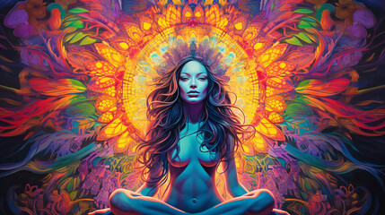 Yoga energia vibracional colorida  - obrazy, fototapety, plakaty