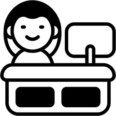 Vector Icon Reception, Front Desk, Hotel, Information, Reservation, Check In