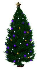 3D Rendering Christmas Tree on White