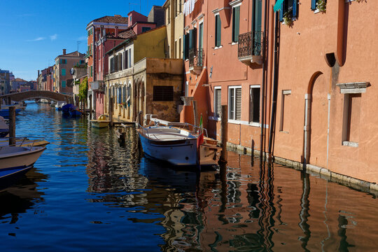 View of the channel in the city of Chioggia, also called the little Venice