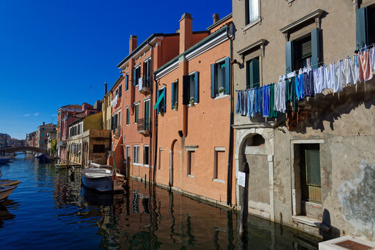View of the channel in the city of Chioggia, also called the little Venice