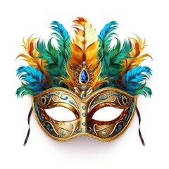 Carnival Venetian mask on white background,Generative Ai