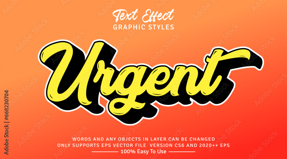 Wall mural urgent 3d text style effect