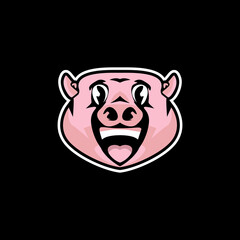 Cute Pig Cartoon. Perfect Illustration for Logos, Icons, Designs, Posters, Flyers and Advertisements in Vector Graphics.
