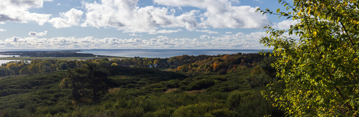 Fototapeta na wymiar Beautiful panoramic view of the remote and enchanted island of Hiddensee in autumn.