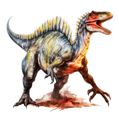 Fototapeta premium Dinosaur Spinosaurus watercolor hand drawn Clipart isolated on Transparent Background 