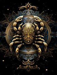 Illustration of zodiac sign of scorpion