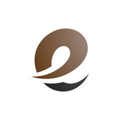 Brown and Black Lowercase Letter E Icon with Soft Spiky Curves
