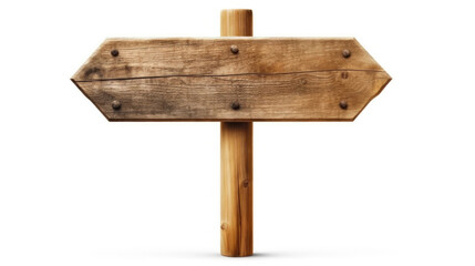 Fototapeta premium Blank empty wooden rustic signage sign board signpost post wood isolated on white background.