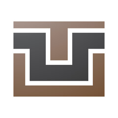 Brown and Black Rectangle Shaped Letter U Icon