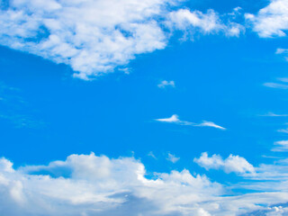 Blue Sky with Fluffy Cumulus and Cirrus Clouds in West Dorset
